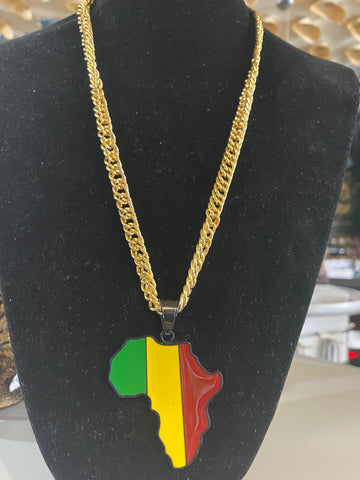 Africa RGG Pendant Gold Chain Necklace