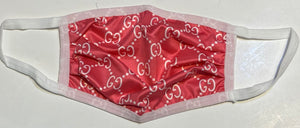Adult Designer Mask  ~ Gucci Pink with White