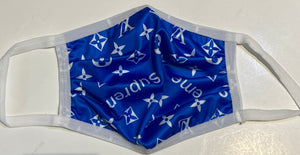 Adult Designer Mask  ~ Louis Vuitton Supreme Blue and White