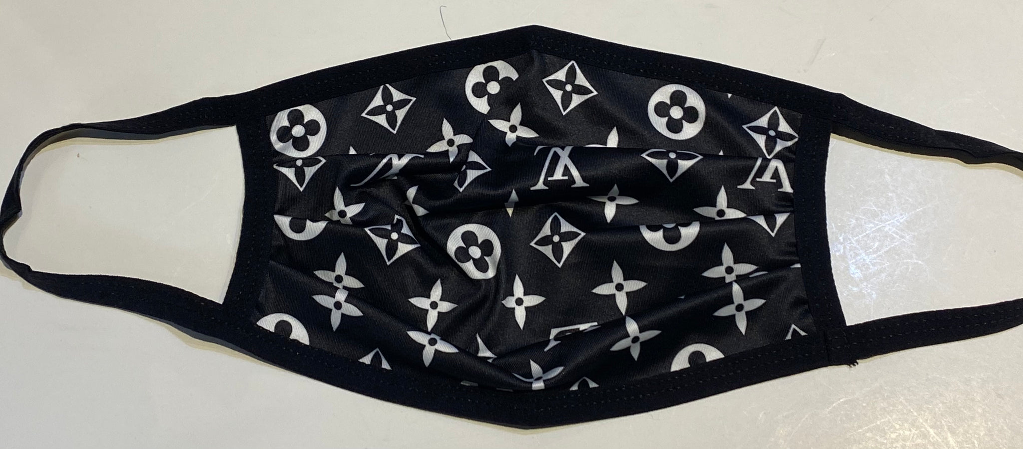 Adult Designer Mask  ~ Louis Vuitton Black with White