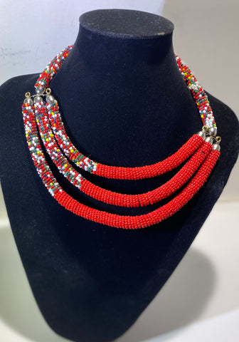 African Beaded 3 tier Necklace